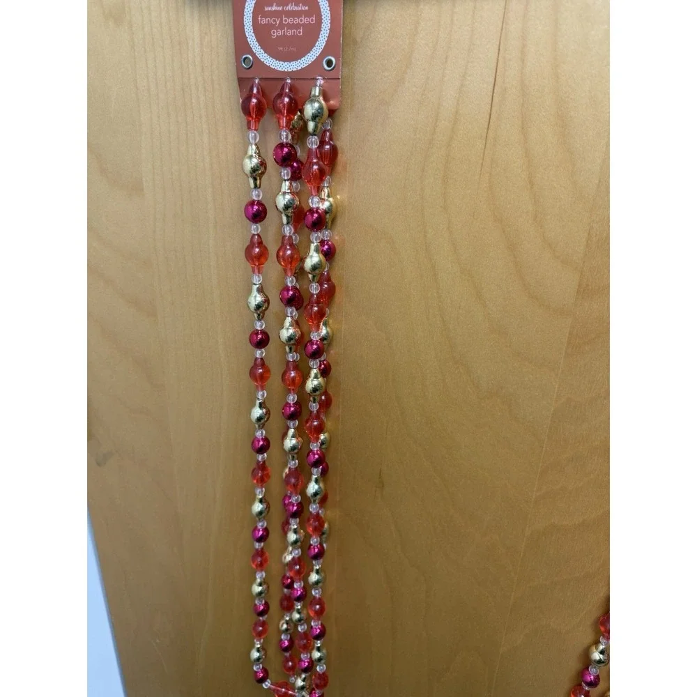 A Pair Of Martha Stewart Classic Christmas fancy Beaded Garland 9 Feet Long Each